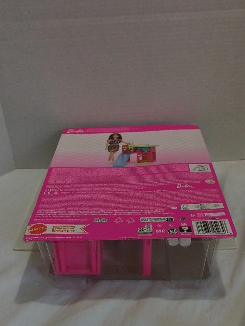 Barbie Rainbow & Black Check Dress Doll with Pink Pet Station